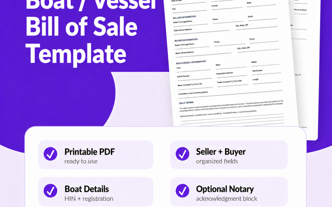 Boat/Vessel Bill of Sale