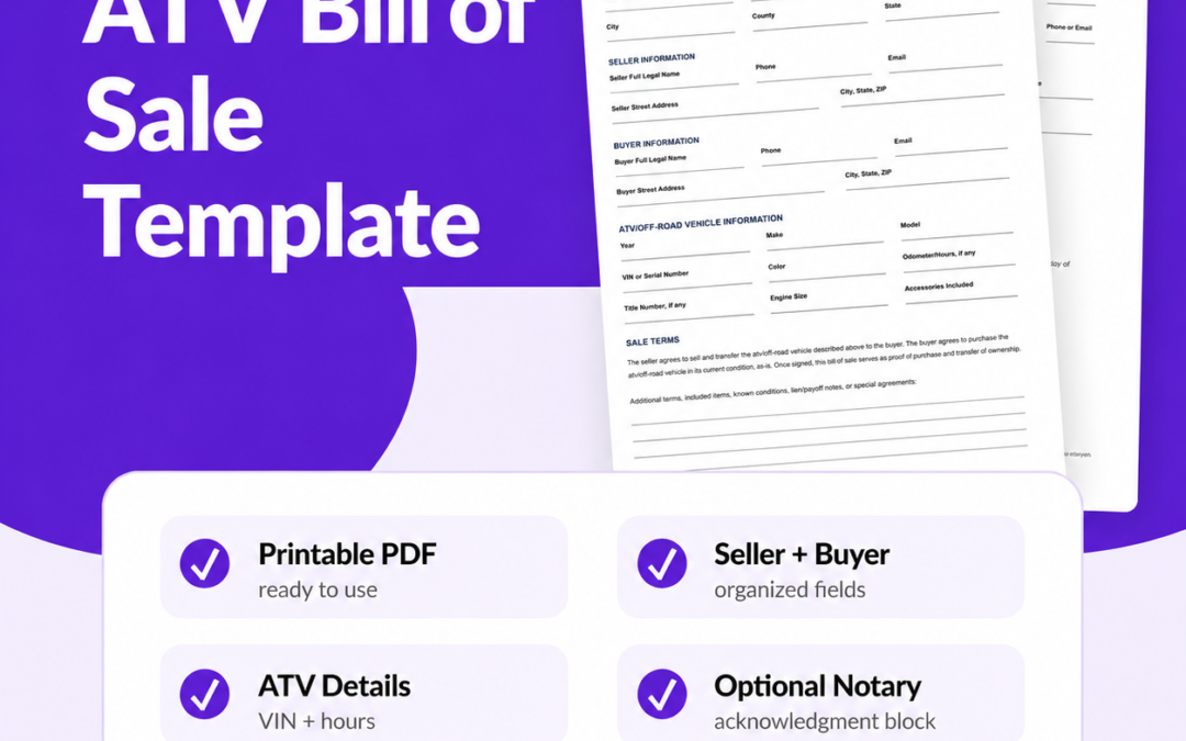 ATV/Off-Road Vehicle Bill of Sale