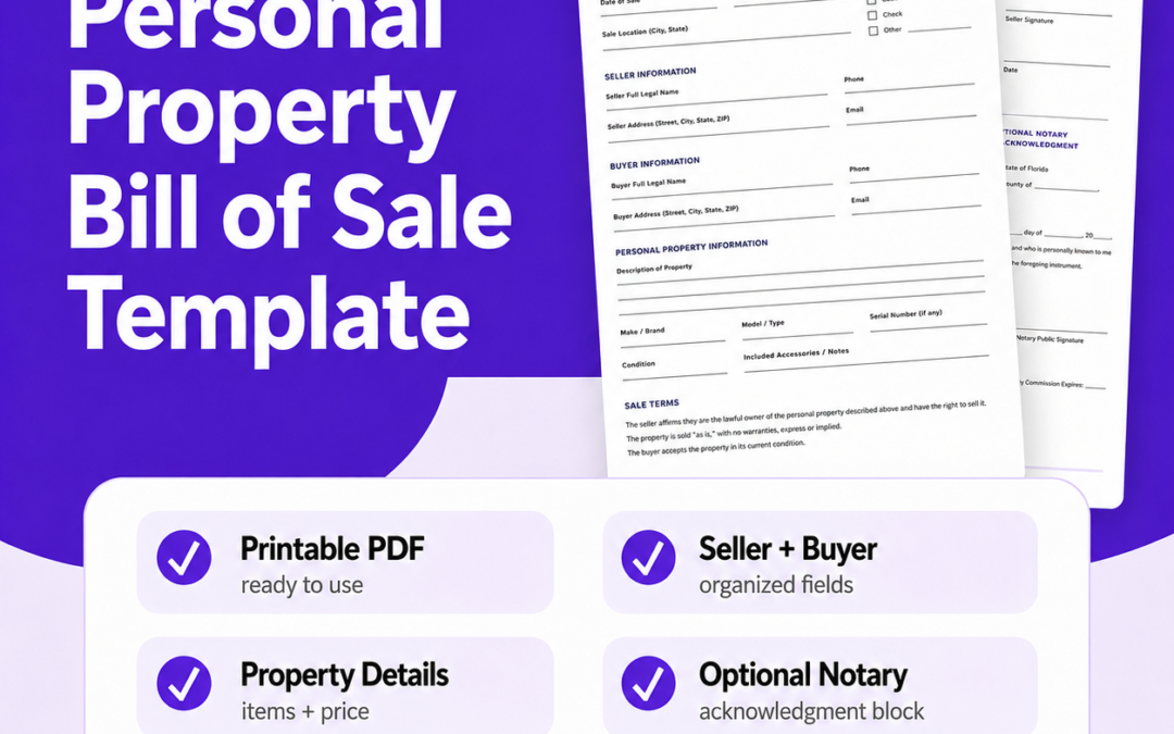 General Personal Property Bill of Sale
