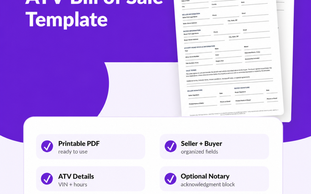 Florida ATV/Off-Road Vehicle Bill of Sale Template