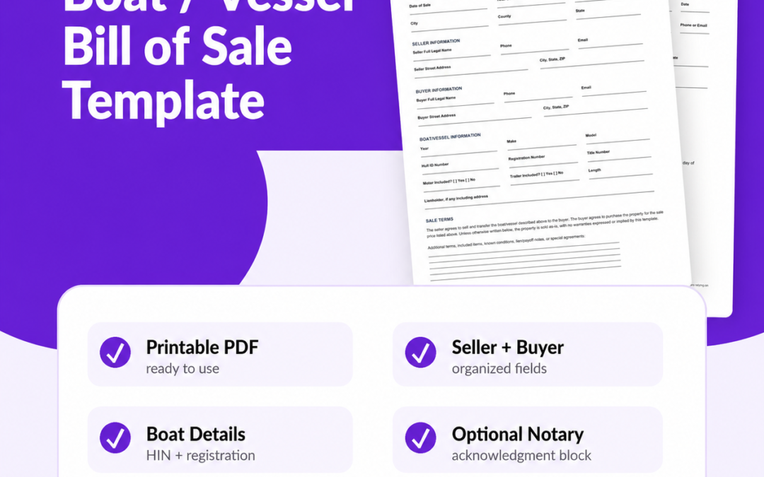 Florida Boat/Vessel Bill of Sale Template